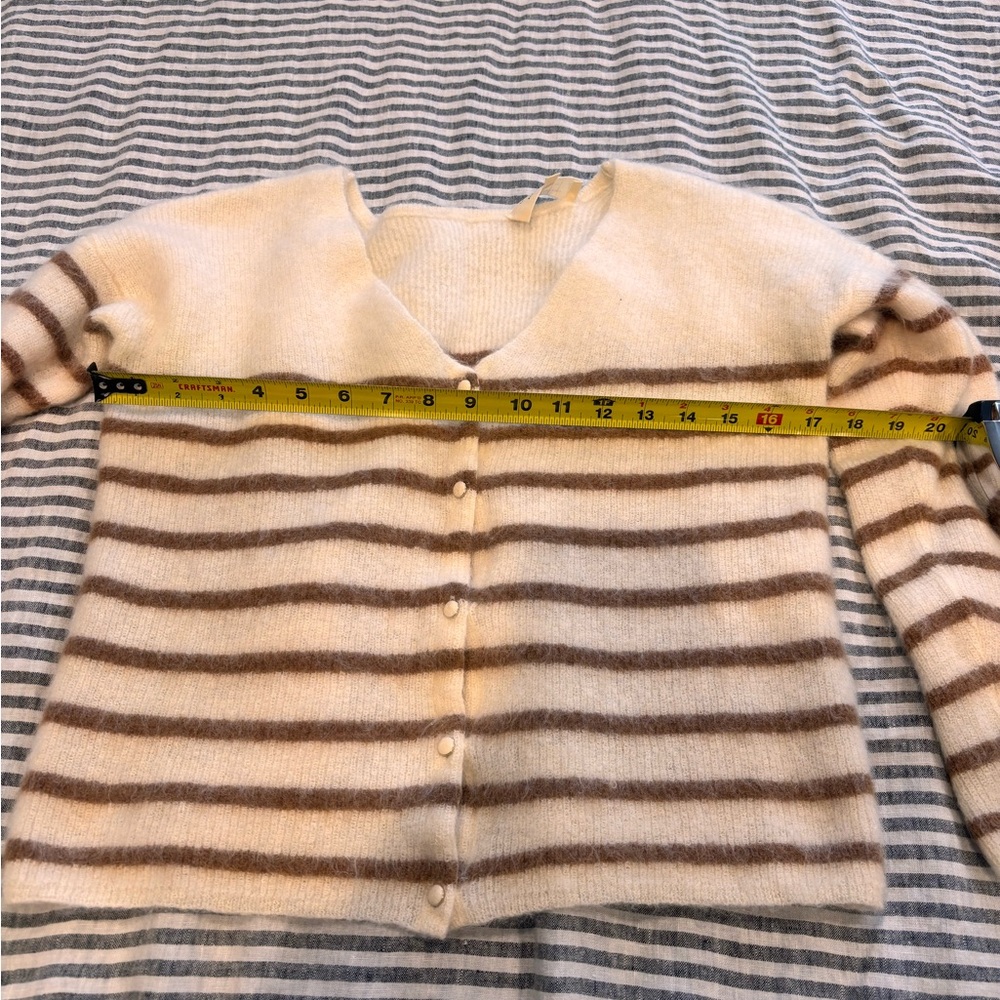 Sezane White and Brown Striped Cardigan - Picture 3 of 4